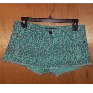 Teal Leopard Print Shorts